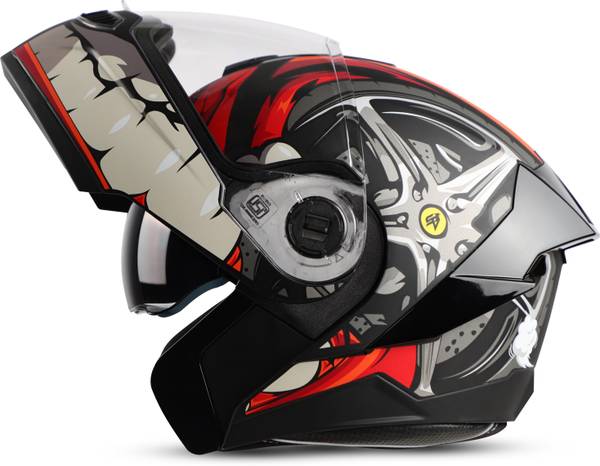 Steelbird SBA-8 Crazy Wheel ISI Certified Flip-Up Helmet with Inner Smoke Sun Shield Motorbike Helmet