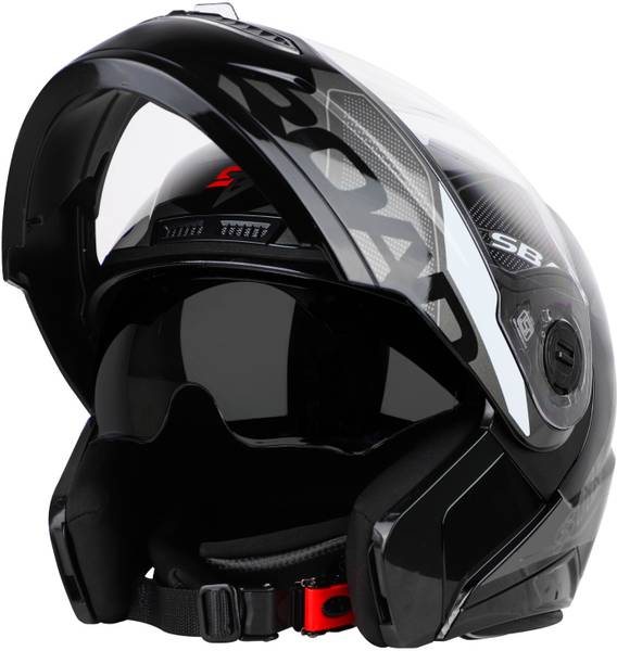 Steelbird SBA-7 ROAD MAT BLACK WITH GREY (WITH INNER SUNSHIELD) Motorbike Helmet