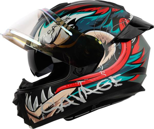 IGNYTE IGN-8 Savage ISI/DOT Certified Full Face Graphic Helmet with Inner Sun Shield Motorbike Helmet