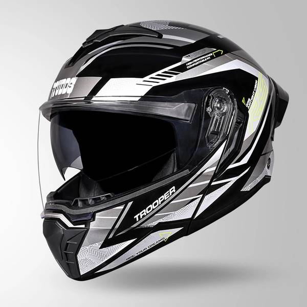 STUDDS Trooper D4 isi & Dot Certified Flip-up Full Face Large with Dual Visor Motorbike Helmet