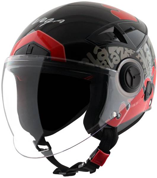 VEGA BLAZE DX GLOSSY BLACK RED OPEN FACE M SIZE Motorbike Helmet
