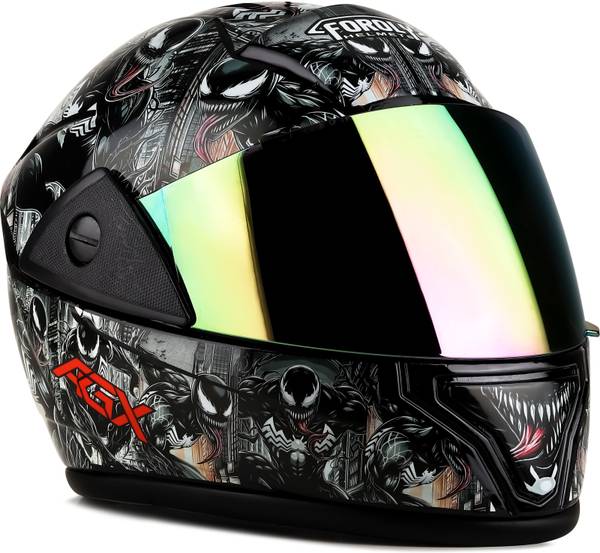 Agx Rado Reptile with Anti UV Rainbow Visor ABS Material, Unisex Motorbike Helmet