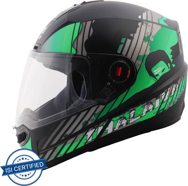 Steelbird Air SBA-2 Seven Matt Black Green L Size Full Face Motorbike Helmet