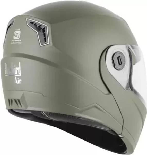 Steelbird Air SBA-7 FLIP UP DASHING HI-QUALITY FULL FACE BATTLE GREEN 600 MM SIZE LARGE Motorsports Helmet