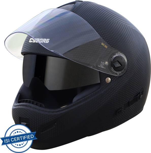 Steelbird Cyborg Double Visor Full Face Helmet, Inner Smoke Sun Shield and Outer Clear Visor Motorbike Helmet  (Dashing Black)