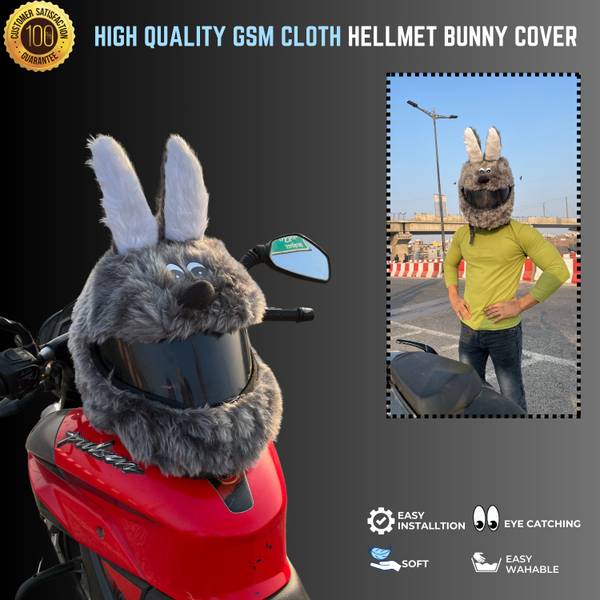 SRPHERE Grey Rabbit Shape Style Bunny Helmet Cover For Full Face Helmet Motorbike Helmet