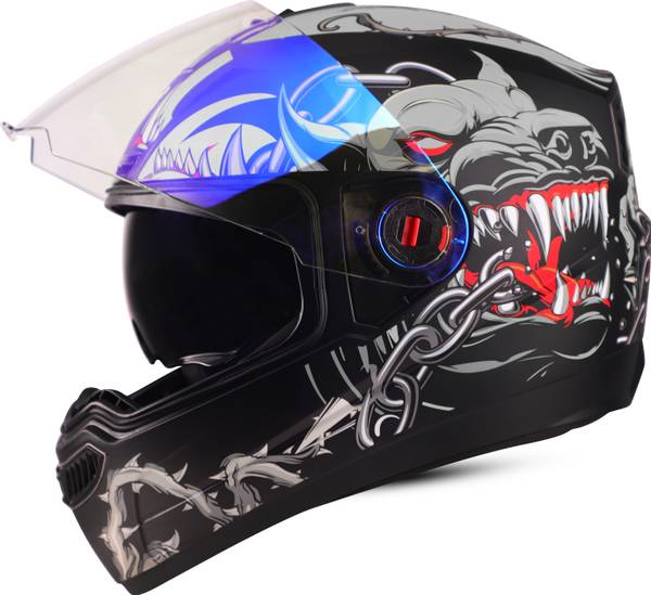 Steelbird SBA-1 Angry Dog ISI Certified Full Face Graphic Helmet with Inner Sun Shield Motorbike Helmet