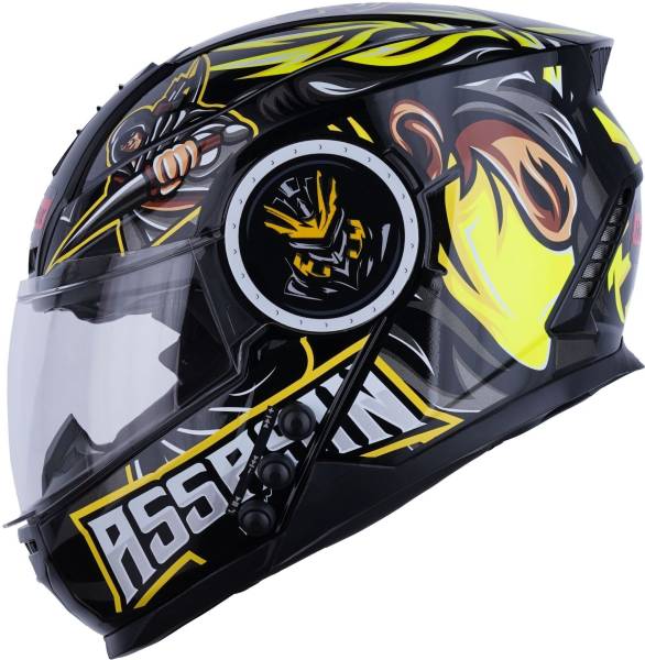 HEADFOX Assasin H4 Smart Bluetooth Helmet with Strap ON | Calls | Music | Voice Asst. DV Motorbike Helmet