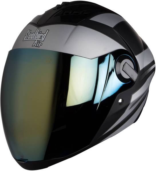 Steelbird Air Sba-2 Streak Matt Black Silver Large Size Full Face Motorbike Helmet