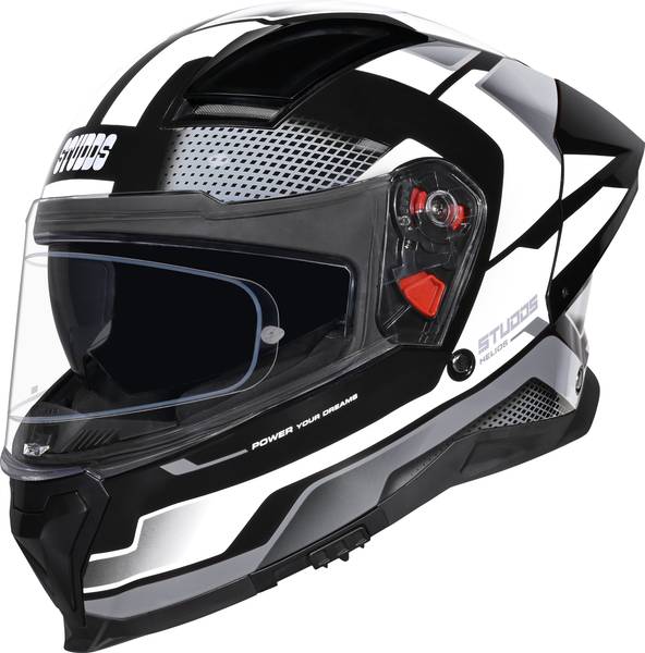 STUDDS Helios Asphalt Full Face ISI and DOT Certified Helmet with Dual Visor Motorbike Helmet