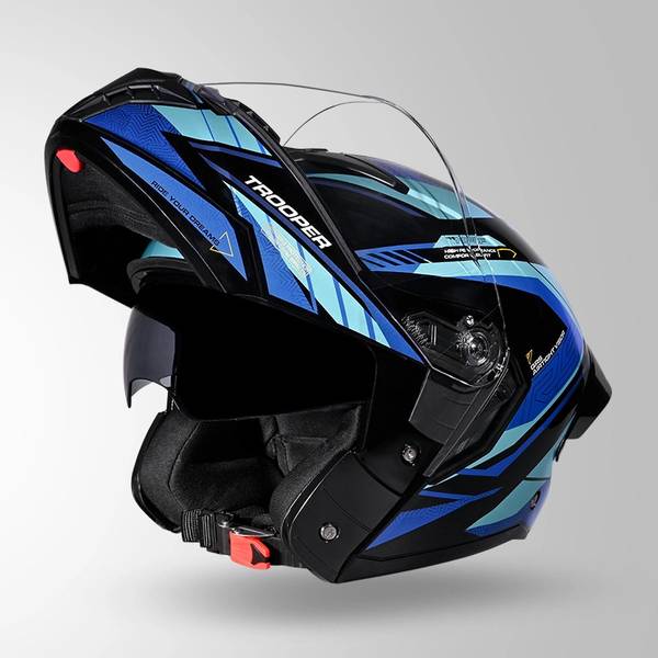 STUDDS Trooper D4 isi & Dot Certified Flip-up Full Face with Dual Visor Motorbike Helmet