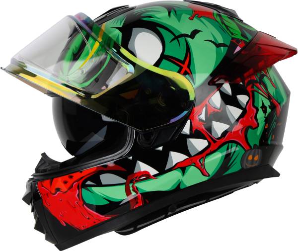IGNYTE IGN-8 Pumpkin ISI/DOT Certified Full Face Graphic Helmet with Inner Sun Shield Motorbike Helmet