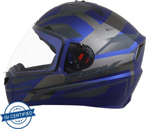 Steelbird SBA-1 R2K Full Face Graphics Helmet in Matt Armer Blue Grey Motorbike Helmet