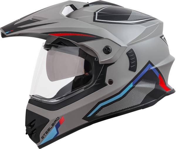 Steelbird Racer Off Road ISI Certified Motocross Double Visor Full Face Graphic Motorbike Helmet