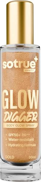 Sotrue Glow Digger Body Glow Spray 30 ml, Infused with Pearlescent Shimmer for Body, Highlighter