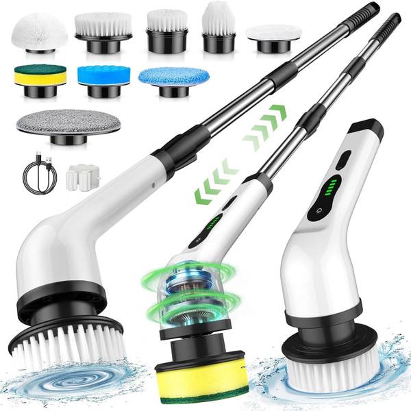 Brontix Cordless Electric Spin mop floor cleaning machine bathroom Plastic Wet and Dry Brush