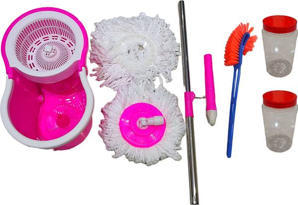 Ayush Premium Self Spin rotating head with extra Refill Toilet Brush and 2 Soap Holder Mop Set