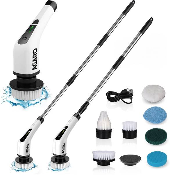 AGARO Royal Electric Spin Scrubber,3 Adjustable Size,2 Speeds Plastic Wet & Dry Brush Cleaning Brush