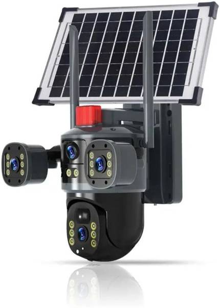 GiftNow 12MP 4G Solar CCTV Camera Quad Lens,Triple Screen View,Night Vision Waterproof Security Camera