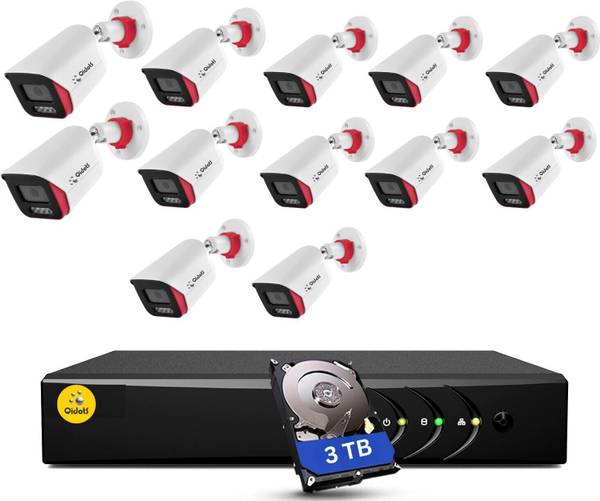 Qidots 12 channel Kit 8MP IPCamera Full Set ColourVu DualMode 16CH NVR POE Switch 3TB Security Camera