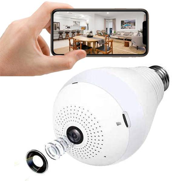 TP PLUS V380 Pro Fisheye 360 Panoramic Wireless Led Bulb with Bulb Holder Security Camera