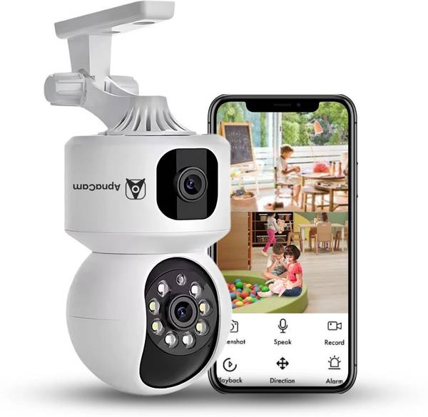 ApnaCam 2+2 MP Dual Lens CCTV 4G Sim Support Live Monitoring Two-Way Audio Night Vision Security Camera
