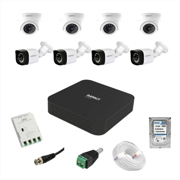 Impact by Honeywell 2MP 4 Bullet + 4 Dome CCTV +8 Channel DVR +1TB HDD+90 mtrs cable Cctv Camera Set Security Camera