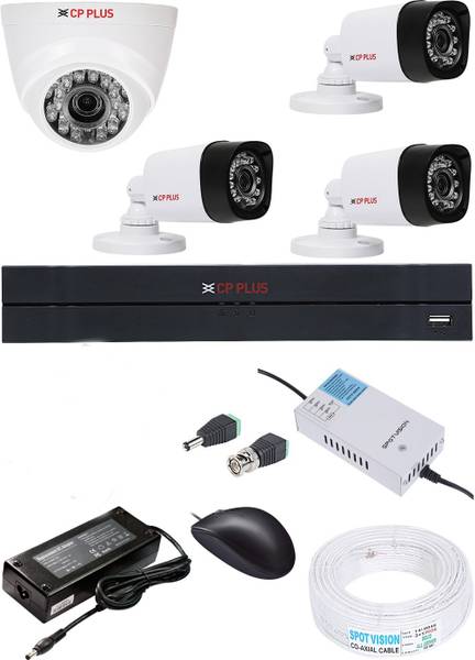 CP PLUS 4 Channal HD DVR 720p 1Pcs,Bullet Camera 1MP 3Pcs,Dome Camera 1MP 1Pcs Security Camera