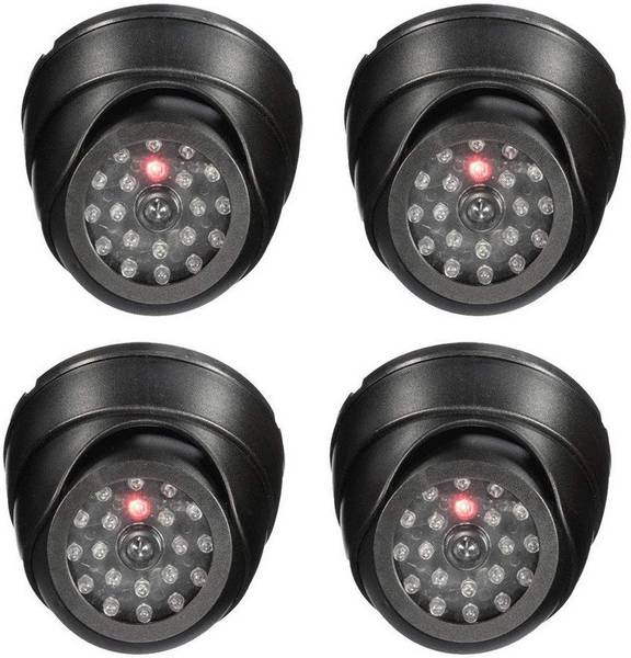 MOHAK 4 PCS Fake Security Camera Dummy Dome CCTV with Blinking Red LED Security Camera