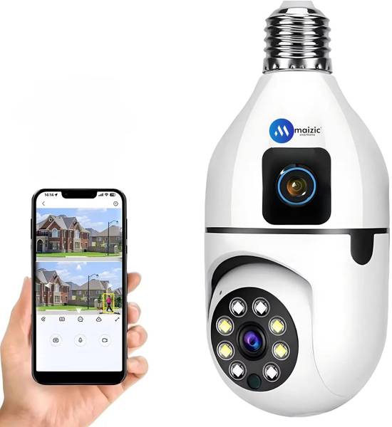 Maizic Smarthome [5MP + 5MP] 2in1 Dual Lens/Dual Screen Indoor WiFi Bulb CCTV Camera Security Camera