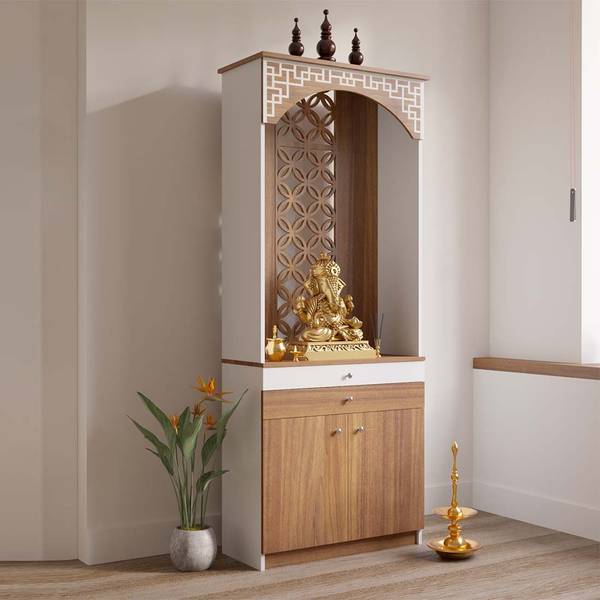 NEUDOT Bliss 6 Feet Mandir Unit Engineered Wood Home Temple