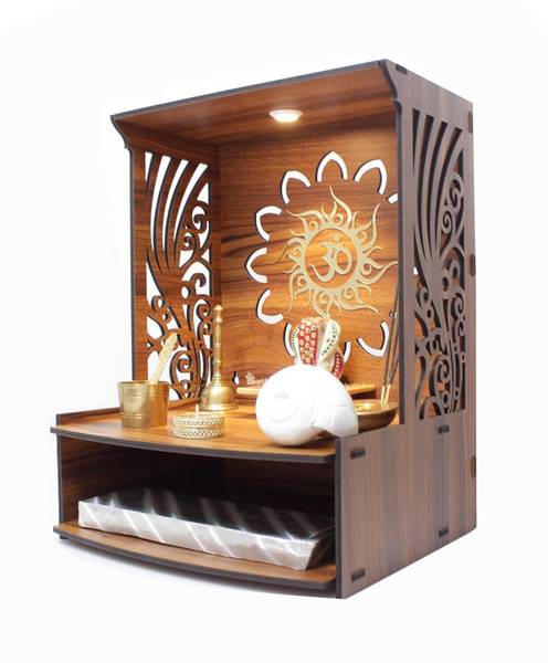 Foxit Beautiful Wooden Pooja Stand Home & Office Puja Mandir,Home tample with Light T2 Metal Home Temple