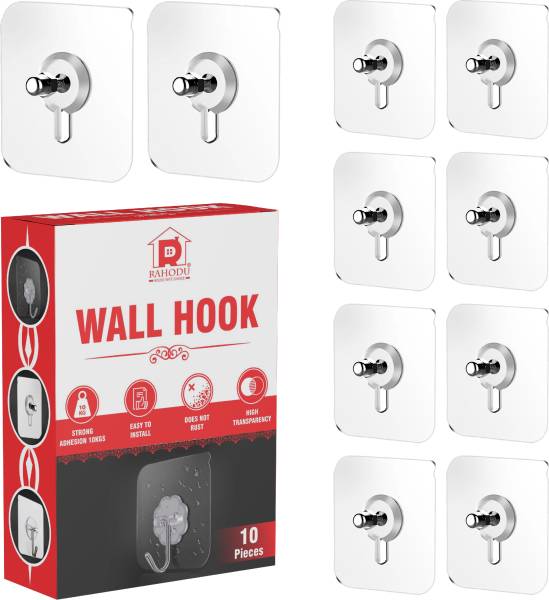 Rahodu Strong Adhesive Sticky Hook For Kitchen & Bathroom(Do Not Stick On Painted wall) Hook 10