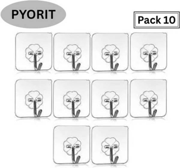 PYORIT Strong Adhesive Wall Door Sticky Hanger Holder for Kitchen And Bathroom Hook 10