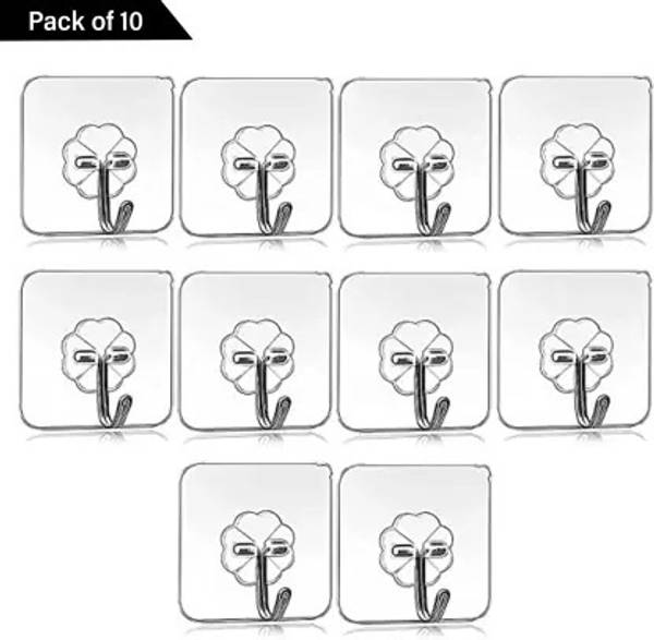 MAGICAL Self Adhesive Wall Hooks, Heavy Duty Sticky Hooks for Hanging 10KG (Max) Hook 10 Hook 10