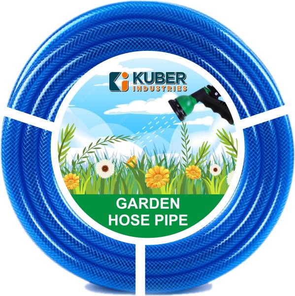 KUBER INDUSTRIES 10000001054710 Basic PVC with Nylon Braided Water Pipe 15 Meter |Water Pipe for Garden| Blue | Hose Pipe
