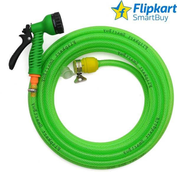 Flipkart SmartBuy 10 Meter (32 feet) Braided Green Pipe (Diameter : 0.5 inch,12 mm) Flexible Pipe : Water Tap Adapter, 7 Pattern Spray Gun and Braided...