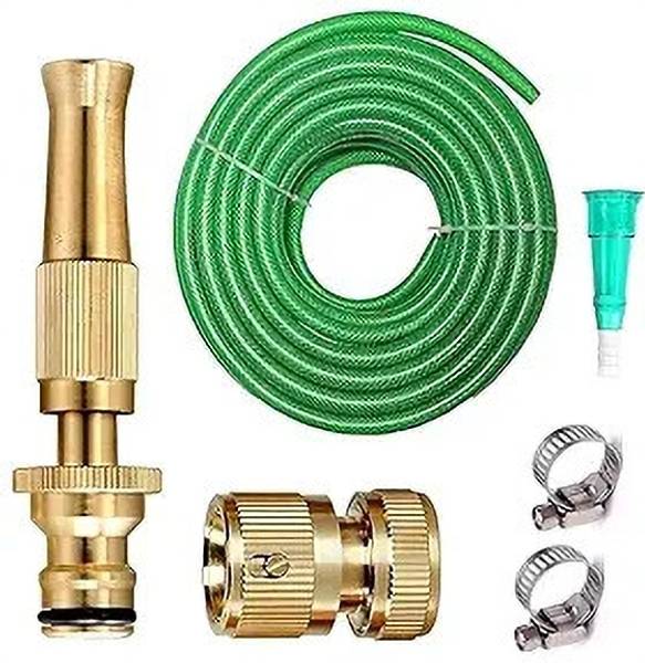 RAMA PIPE  inch (20 mm) braided 3 layered water pipe 15 mtr (50 ft) with metal spray heavy duty,3 layered pipe comes with clips and adopter Hose Pipe