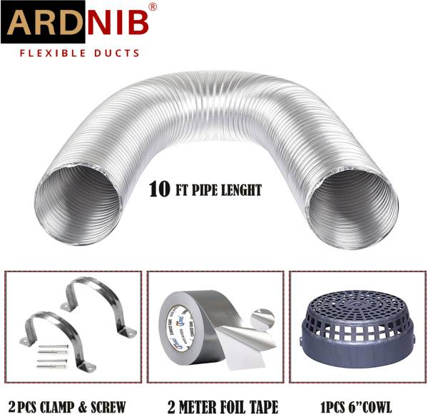 Ardnib Kitchen Chimney 6"inch Duct Pipe 10 Feet/ Flexible Aluminium Pipe Installation Kit/Suitable For All Brand Of Chimneys Hose Pipe