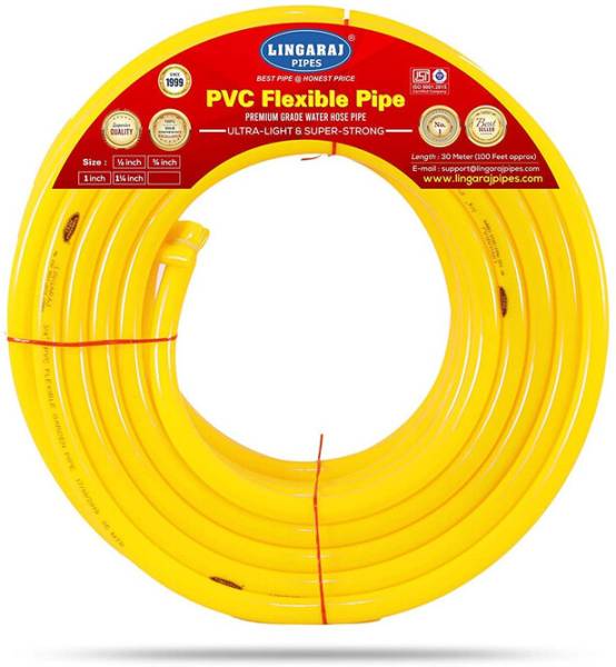 Lingaraj 1 Inch PVC Flexible Hose Pipe, Yellow 1 Inches 20 Mtr Long Length tube 66 feet. Hose Pipe