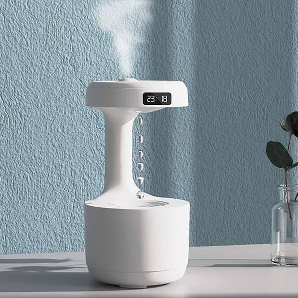 ELECRANGE Room Cool Mist Humidifier 800ml with Water Drop Design, Silent ,LEDClock Display Humidifier