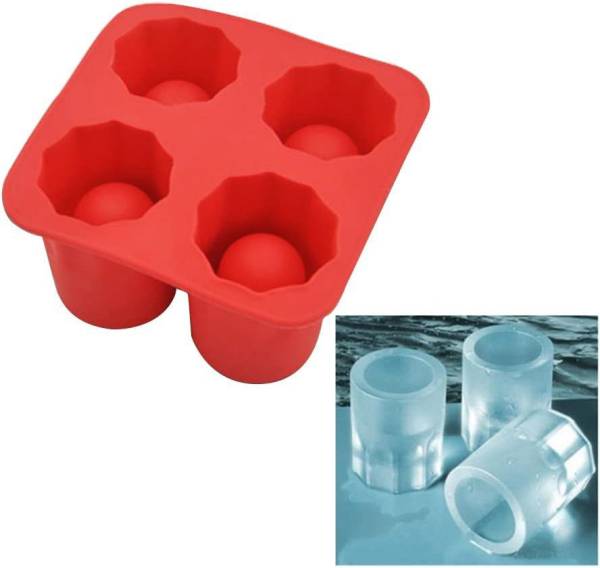 nunki trend 0.065 L Silicone Ice Shot Glass Maker 4 Cup Silicone Ice Cube Tray Ice Bucket
