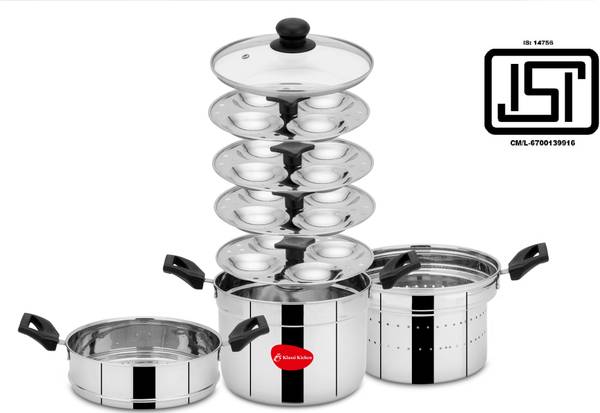 Klassi Kichen Stainless Steel (ALL IN ONE) Stainer, Steamer & Idli Plates Induction & Standard Idli Maker