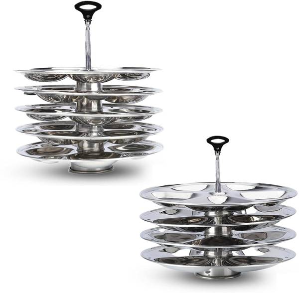 Usha Shriram 2 Pack Stainless Steel Round Idli Plates:4 Plates(32 Idlis) & 6 Plates(48 Idlis) Standard Idli Maker