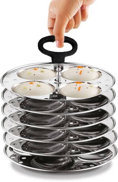 MISSIPPI Stainless Steel 6 Idli plate with Stand/Idli maker/Idli stand with Idli Lifter Induction & Standard Idli Maker