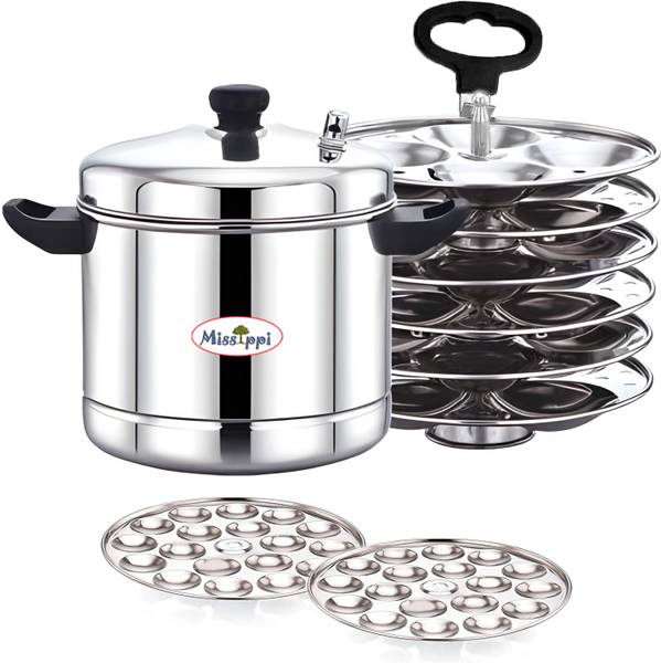 MISSIPPI Stainless steel Idli cooker/Idli maker with 2 extra Mini idli plate Induction & Standard Idli Maker
