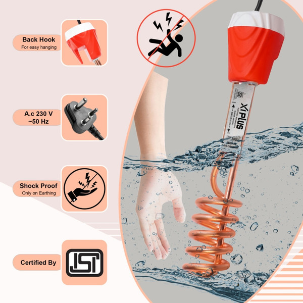 Zlymo Immersion Rod | xAI-956 | 100% Water Proof | ISI Certified | Water Heater Rod | 2000 W Shock Proof Immersion Heater Rod