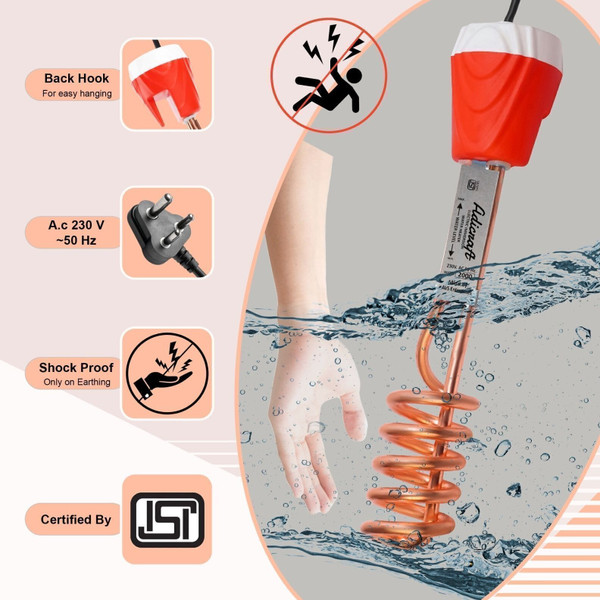 Zlymo Immersion Rod | ADI-562 | 100% Water Proof | ISI Certified | Water Heater Rod | 2000 W Immersion Heater Rod