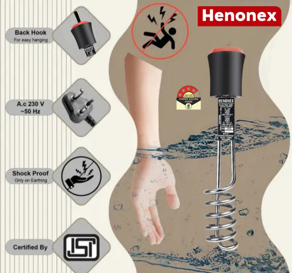 Henonex Safe and Fast Heating Water Immersion Rod for Everyday Household Needs 1500 W Immersion Heater Rod