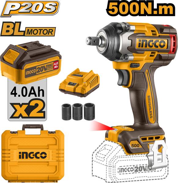 INGCO CIWLI2050 1/2" Cordless impact wrench 500NM Cordless Impact Wrench